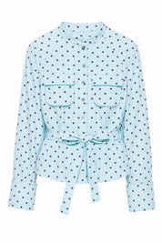 Veste chemise bleu clair à pois | Lounelle Paris