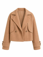 Veste courte marron ample à revers | Lounelle Paris