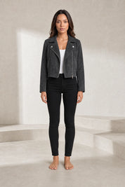 Veste courte suédine zip asymétrique | Lounelle Paris