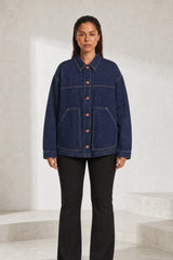 Veste en jean bleu foncé ample