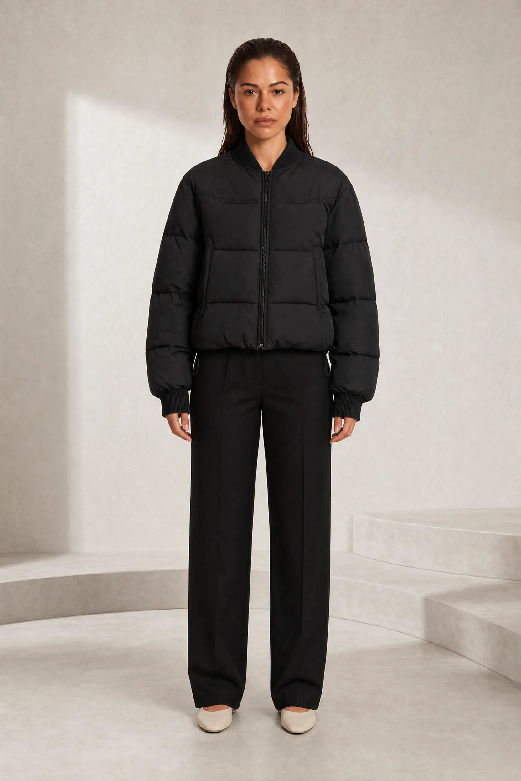 Veste matelassée courte col baseball | Lounelle Paris