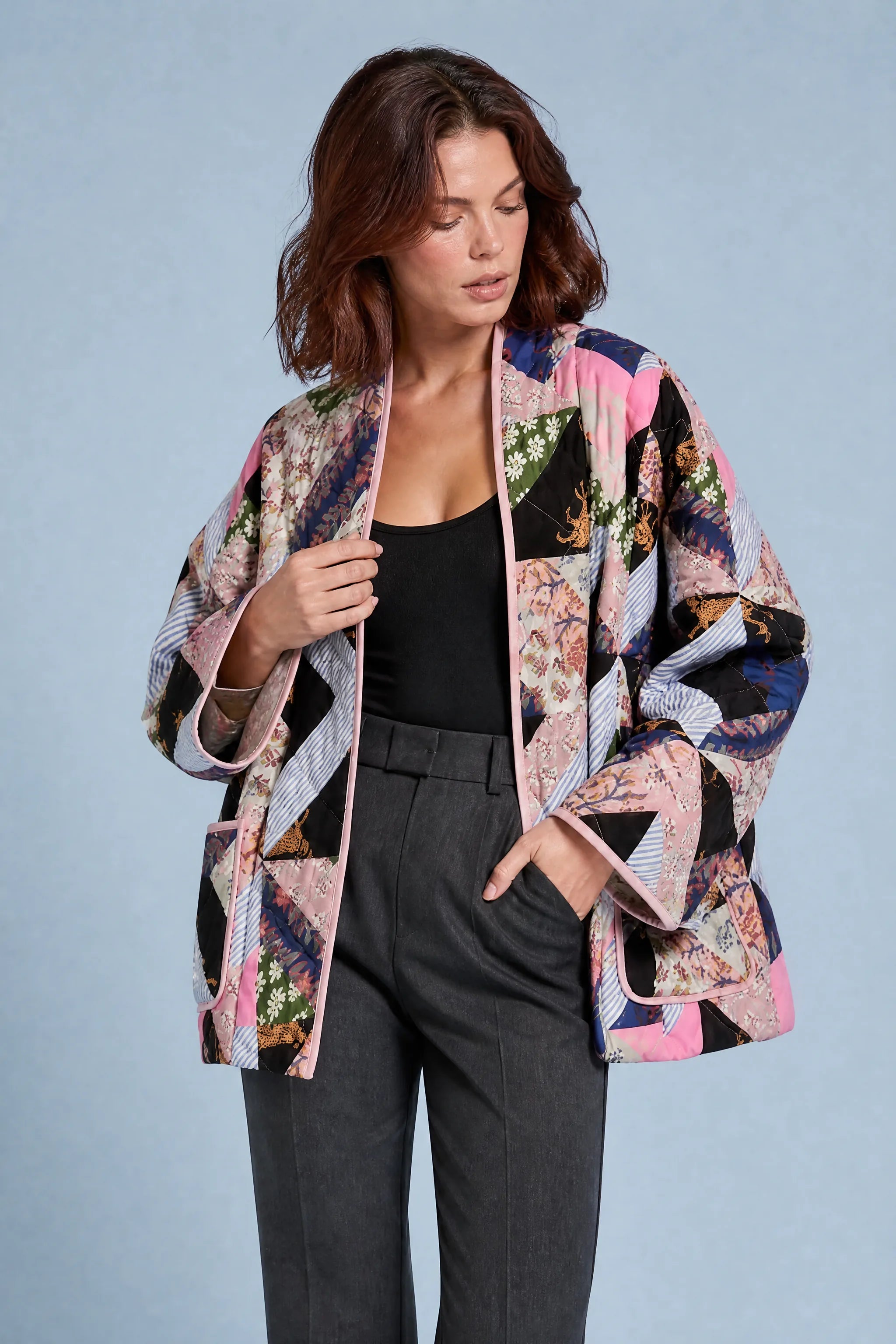 Veste matelassée imprimée ample | Vue rapprochée | Lounelle Paris
