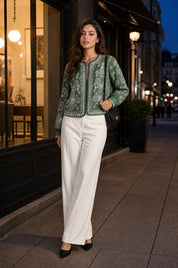 Veste matelassée verte imprimée | Deuxième photo lifestyle | Lounelle Paris